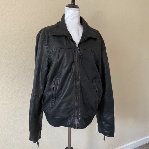 Luciano Natazzi Other - Luciano Natazzi Leather Bomber Jacket Mens L Black Flight Moto Vintage